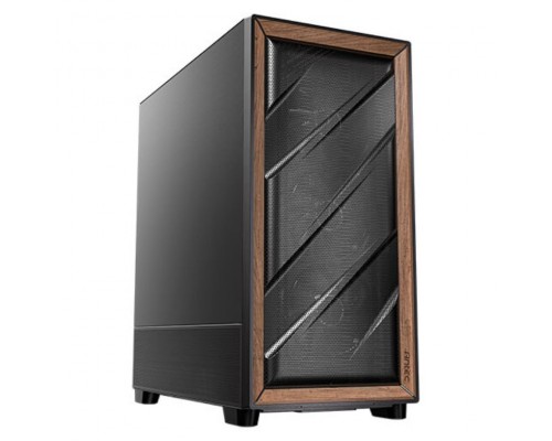 CAJA ANTEC FLUX SE ATX WOOD NEGRO 2XUSB SN FUENTE