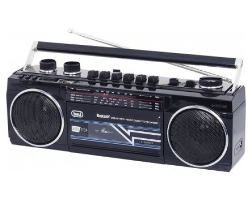 RADIO GRABADORA PORTÁTIL USB SD BLUETOOTH CASSETTE TREVI RR 501 BT NEGRO