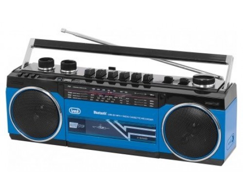 RADIO GRABADORA PORTÁTIL USB SD BLUETOOTH CASSETTE TREVI RR 501 BT AZUL