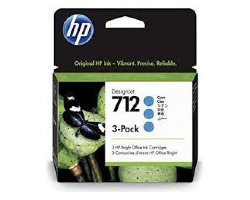 TINTA HP 712 PACK 3 CIAN