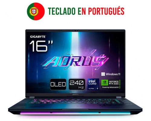 PORTATIL GIGABYTE AORUS MASTER 16 U9-275HX RTX 5090 32GB 1TB 16"OLED W11P