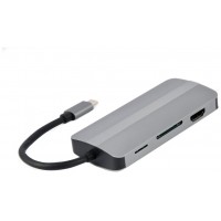 ADAPTADOR MULTIPUERTO USB TIPO-C 8 EN 1 PLATA