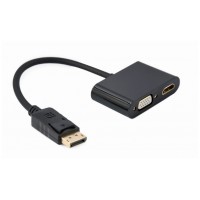 DISPLAY GEMBIRD PORT MACHO A HDMI HEMBRA + CABLE ADAPTADOR VGA HEMBRA NEGRO