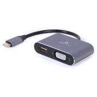 ADAPTADOR DE PANTALLA GEMBIRD USB TIPO C A HDMI , VGA, GRIS ESPACIAL