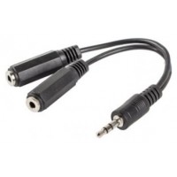 ADAPTADOR LANBERG JACK STEREO MACHO A JACK STEREO HEMBRA X2 10 CM NEGRO