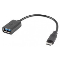 ADAPTADOR LANBERG OTG USB MICRO(M) 2.0 A USB-A(H) 15 CM NEGRO