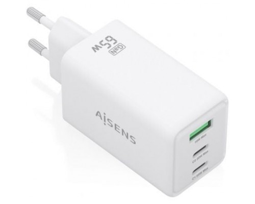 CARGADOR AISENS GAN 65W 2XUSB-C PD3.0 QC4.0 1XUSB-A QC3.0 BLANCO