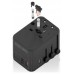 ADAPTADOR AISENS ENCHUFE UNIVERSAL VIAJE CARGADOR USB GAN 35W NEGRO