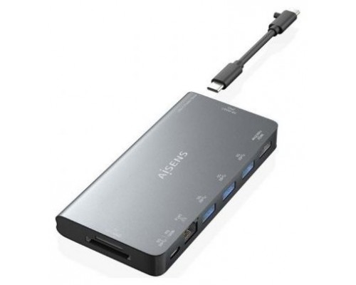 DOCK AISENS 8 EN 1 HDMI RJ45 3XUSB-A USB-C DATOS+PD 1XSD 1XMICRO SD
