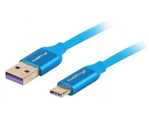 CABLE USB LANBERG 2.0 MACHO/USB C MACHO 5A 1M AZUL