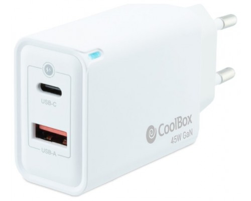CARGADOR COOLBOX GAN 45W USB-C/USB-A PARED