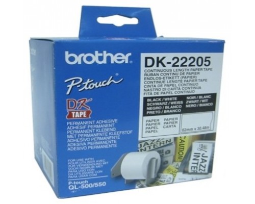 CINTA BROTHER DE PAPEL CONTINUO BLANCA 62MM X 30,48M