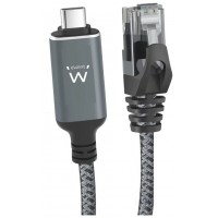CABLE CONVERTIDOR RED EWENT USB-C 3.1 TO RJ45 CAT6 FTP 1GB GRIS 1M