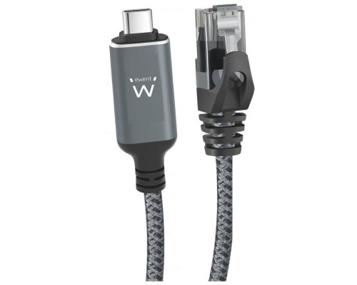 CABLE CONVERTIDOR RED EWENT USB-C 3.1 TO RJ45 CAT6 FTP 1GB GRIS 1,5M