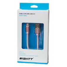 CABLE EIGHTT USB A LIGHTNING 1M TRENZADO DE NYLON ROSA