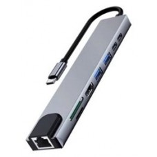 HUB EWENT USB 3.2 GEN1 USB-C DOCK 8-1 HDMI 4K 2XUSB-C 2XUSB-A LAN CARD READER