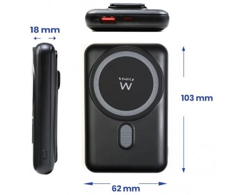 POWER BANK EWENT WIRELESS 15W MAGSAFE 10000MAH PD 22.5W 1XUSB-C(IN/OUT) 1XUSB-A