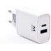 CARGADOR EWENT USB-C Y USB-A QC3.0 AC PD 2 PUERTOS (20W) BLANCO