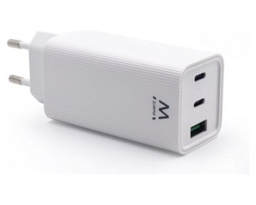 CARGADOR EWENT USB-C AC PD 2 PUERTOS USB-C Y 1 USB-A QC3.0 (65 W) BLANCO