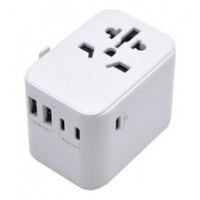 ADAPTADOR EWENT UNIVERSAL DE VIAJE ENCHUFES EU/USA/UK/AUS 2-P USB Y 3 TYPE-C