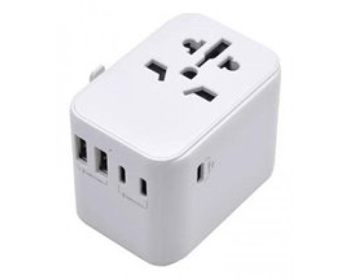 ADAPTADOR EWENT UNIVERSAL DE VIAJE ENCHUFES EU/USA/UK/AUS 2-P USB Y 3 TYPE-C