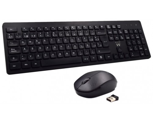 COMBO INALAMBRICO EWENT TECLADO Y RATON ESPAÑOL NEGRO TECLAS CONCAVAS