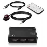 CONMUTADOR EWENT HDMI 3 PUERTOS 4K 30HZ  USB MANDO A DISTANCIA