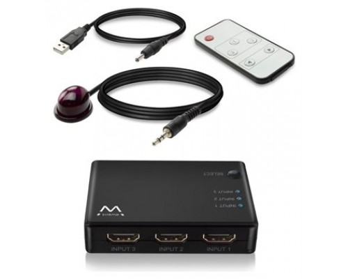 CONMUTADOR EWENT HDMI 3 PUERTOS 4K 30HZ  USB MANDO A DISTANCIA