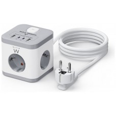 REGLETA CUBO EWENT BLOQUE 3 TOMAS SHUCKO & 2 USB-A & 2USB-C