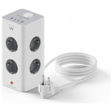REGLETA CUBO EWENT BLOQUE 8 TOMAS SHUCKO & 2 USB-A & 2USB-C