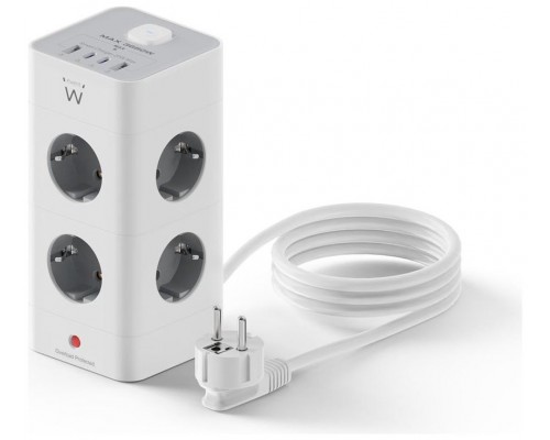 REGLETA CUBO EWENT BLOQUE 8 TOMAS SHUCKO & 2 USB-A & 2USB-C
