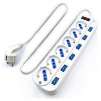 REGLETA EWENT 6 TOMAS SHUKO 16A CON INTERRUPTOR ON/OFF 3M BLANCA