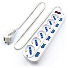 REGLETA EWENT 6 TOMAS SHUKO 16A CON INTERRUPTOR ON/OFF 3M BLANCA