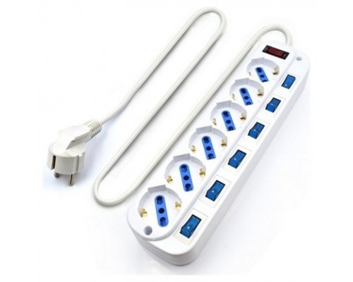 REGLETA EWENT 6 TOMAS SHUKO 16A CON INTERRUPTOR ON/OFF 3M BLANCA