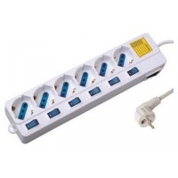REGLETA EWENT 6 TOMAS SHUKO 16A CON INTERRUPTOR ON/OFF 1.5M BLANCA