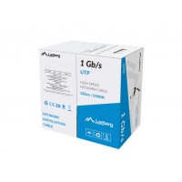 BOBINA CABLE RED LANBERG UTP RJ45 1GB/S SOLIDO CCA AWG23 305M  NEGRO