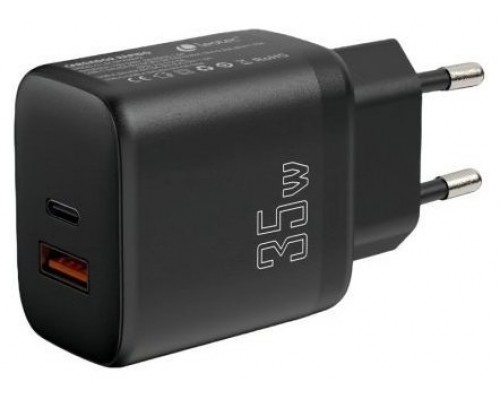 CARGADOR LEOTEC 35W 1 USB C PD+1 USB A NEGRO COMPATIBLE CON APPLE Y SAMSUNG