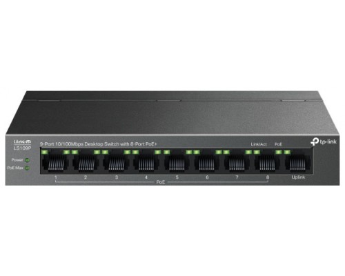 SWITCH DE SOBREMESA DE 9 PUERTOS A 10/100 MBPS CON 8 PUERTOS POE+