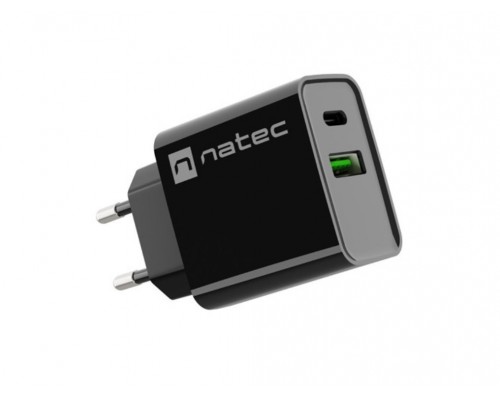 CARGADOR NATEC RIBERA 20W 1XUSB-A + 1XUSB-C PD3.0 QC3.0 NEGRO