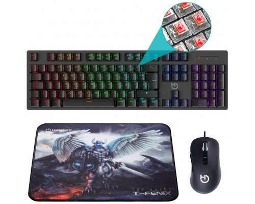 PACK HIDITEC TECLADO GAMING GK400+RATON BLITZ + ALFOMBRILLA T-FENIX M