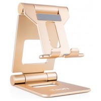 SOPORTE SOBREMESA TOOQ PARA TELEFONO/TABLET PLEGABLE SLIM DORADO