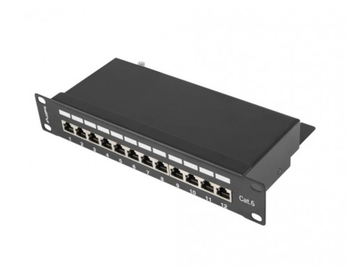 PATCH PANEL LANBERG 12 PUERTOS 1U 10" CAT.6 BLINDADO NEGRO