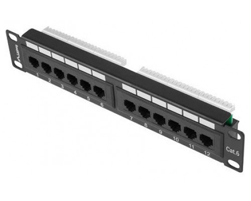 PATCH PANEL LANBERG 12 PUERTOS 1U 10" CAT.6 NEGRO