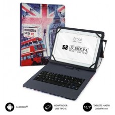 FUNDA TABLET SUBBLIM KEYTAB USB 10,1" ENGLAND