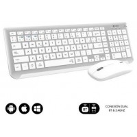 COMBO TECLADO RATON SUBBLIM DUAL PRESTIGE EXTENDIDO PLATA/BLANCO