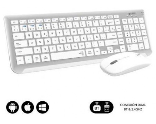 COMBO TECLADO RATON SUBBLIM DUAL PRESTIGE EXTENDIDO PLATA/BLANCO