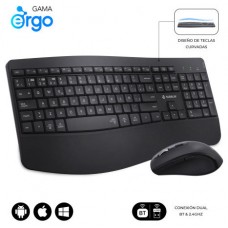 COMBO TECLADO RATON SUBBLIM PROWAVE ERGO INALAMBRICO NEGRO