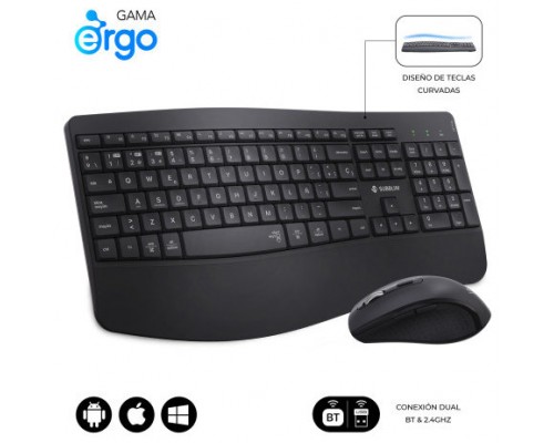 COMBO TECLADO RATON SUBBLIM PROWAVE ERGO INALAMBRICO NEGRO
