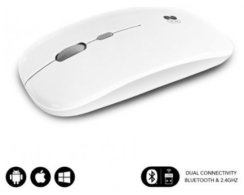 RATON SUBBLIM DUAL FLAT MOUSE WHITE RECHARGEABLE