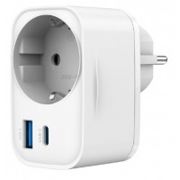 CARGADOR RAPIDO GEMBIRD USB DE 2 PUERTOS CON TOMA DE CA DE PASO 20 W BLANCO-2DI CARGADOR RAPIDO GEMBIRD USB DE 2 PUERTOS CON TOMA DE CA DE PASO 20 W BLANCO